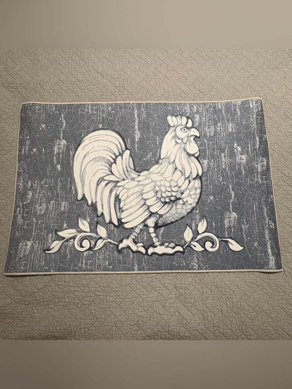 Temp-tations 2'x3' Rooster Grey Washable Nonslip Kitchen Mat Rug Temptations New